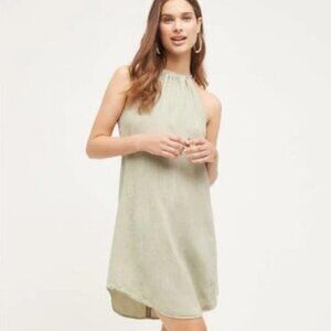 Anthropologie High Tide Halter Tunic Safari Green Dress Tie size XS